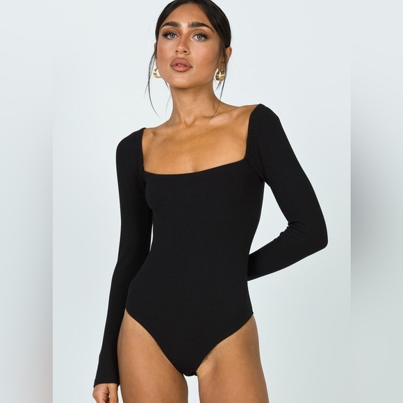 Princess Polly Tops - Princess Polly Black Charlotte Bodysuit Size 12 NWT